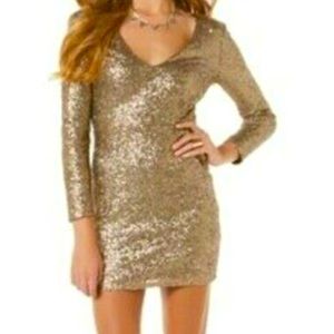 Champagne BONGO Sequin Party Dress